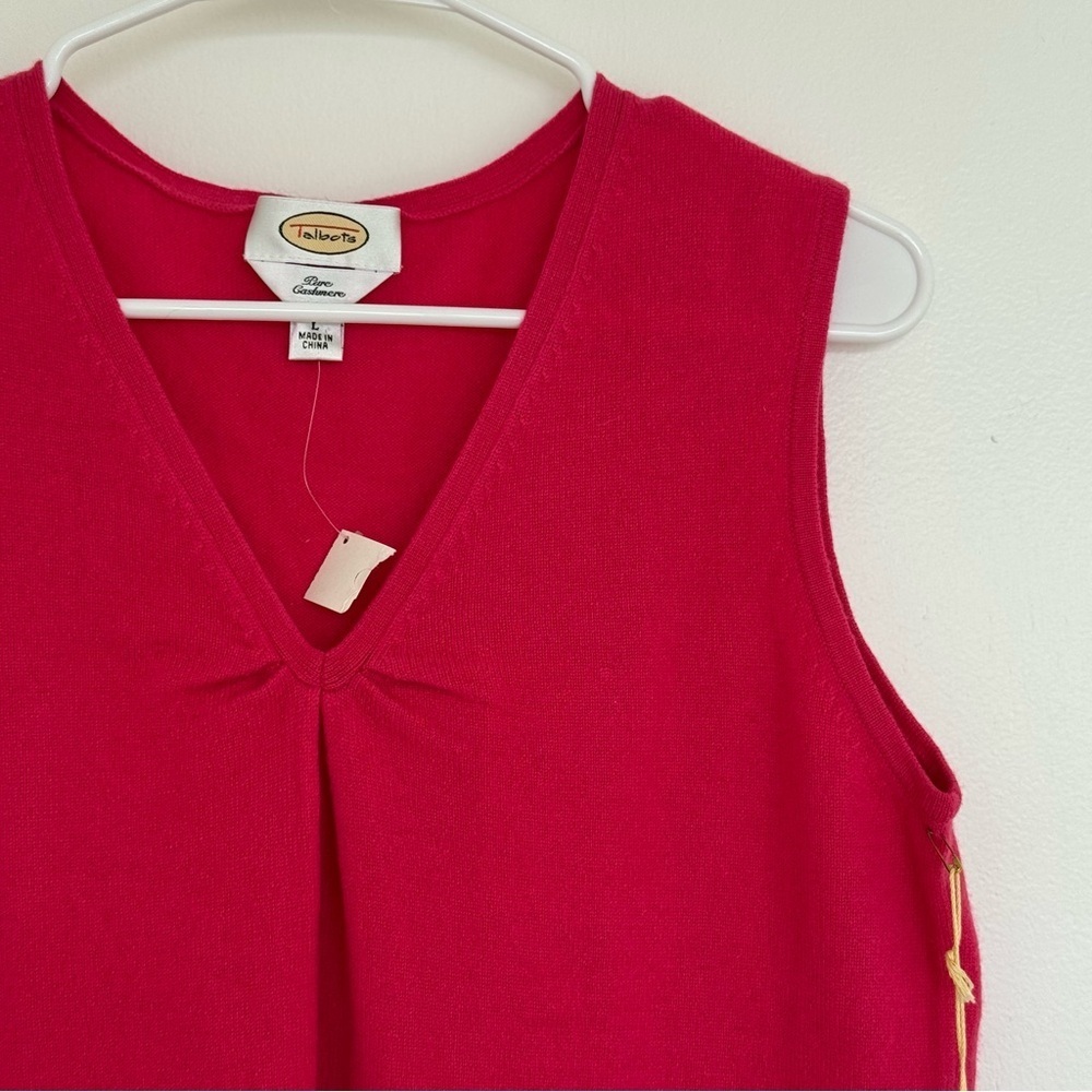 Talbots Sleeveless V-Neck 100% Pure Cashmere Tank in Pink Large - Picture 3 of 6